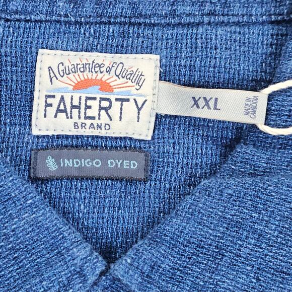 NWT Faherty Shirt Mens XXL Blue Linen Palma Short Sleeve Coastal Casual Nautical - Picture 7 of 11